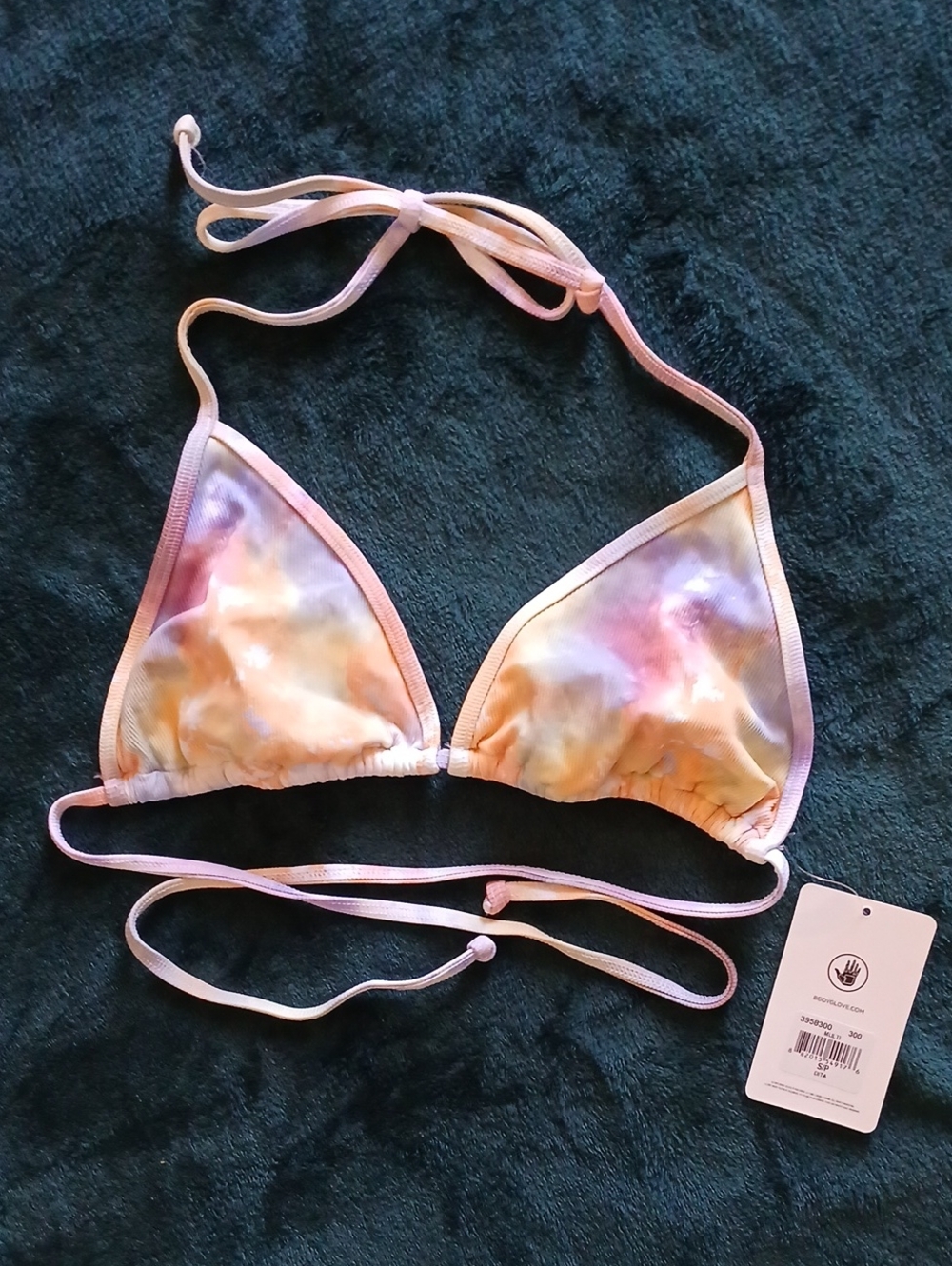 Body Glove Pastel Tie-Dye Triangle Bikini Top - Pink, Yellow, Purple